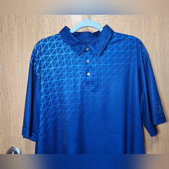 PGA Tour Geometric Blue Polo Shirt - Picture 3 of 7